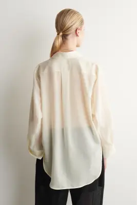 CHEMISE EN VOILE DE LAINE FLUIDE - CRÈME — photo 5