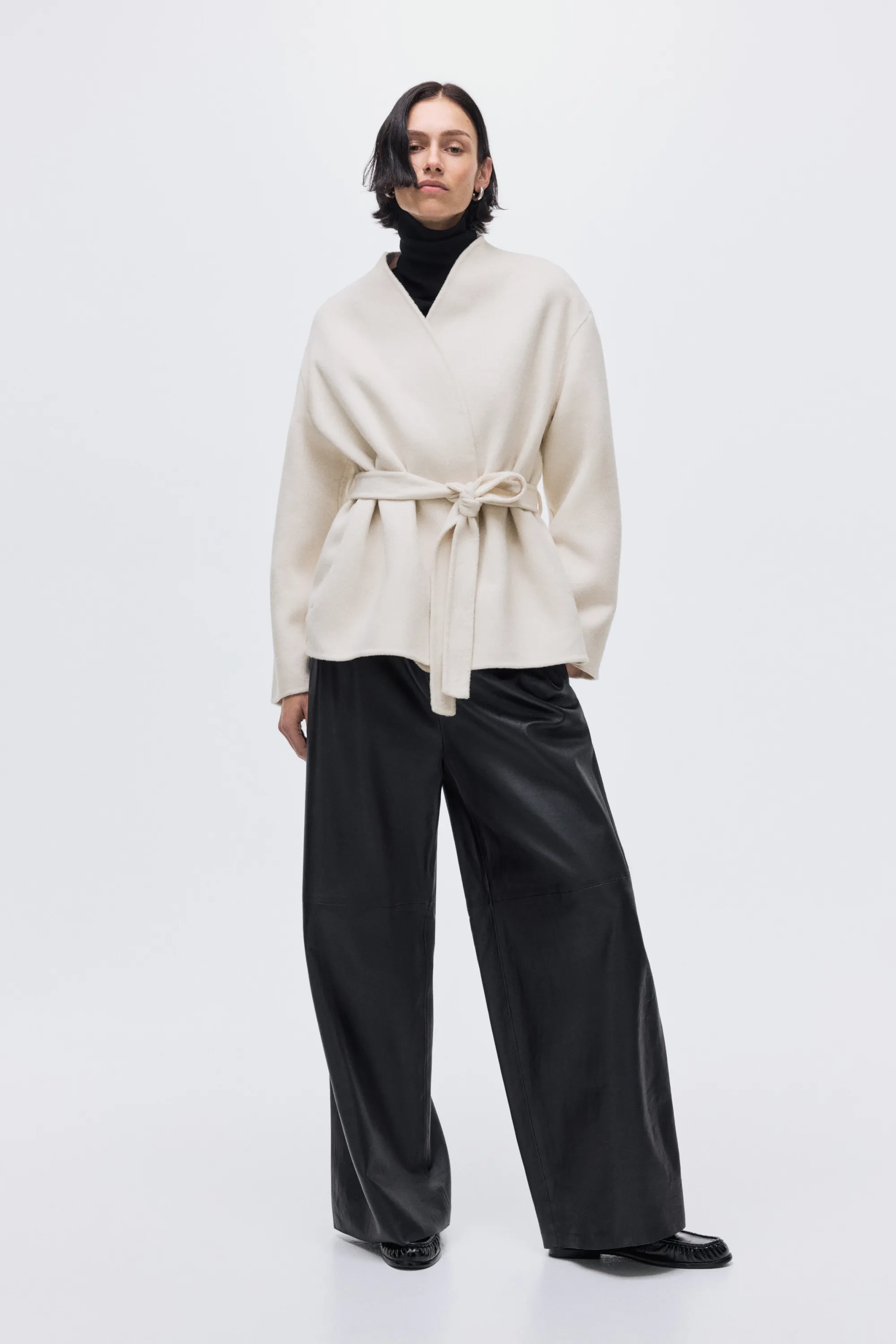 Manteau fait main en laine mélangée - Beige clair
