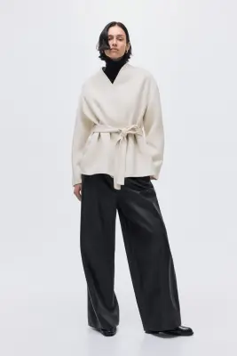 Manteau fait main en laine mélangée - Beige clair — photo 1