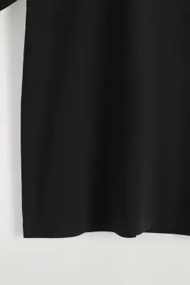 T-SHIRT DÉCONTRACTÉ EN COTON LÉGER - NOIR — photo 5