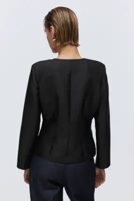 Blazer à encolure carrée - Noir — photo 3