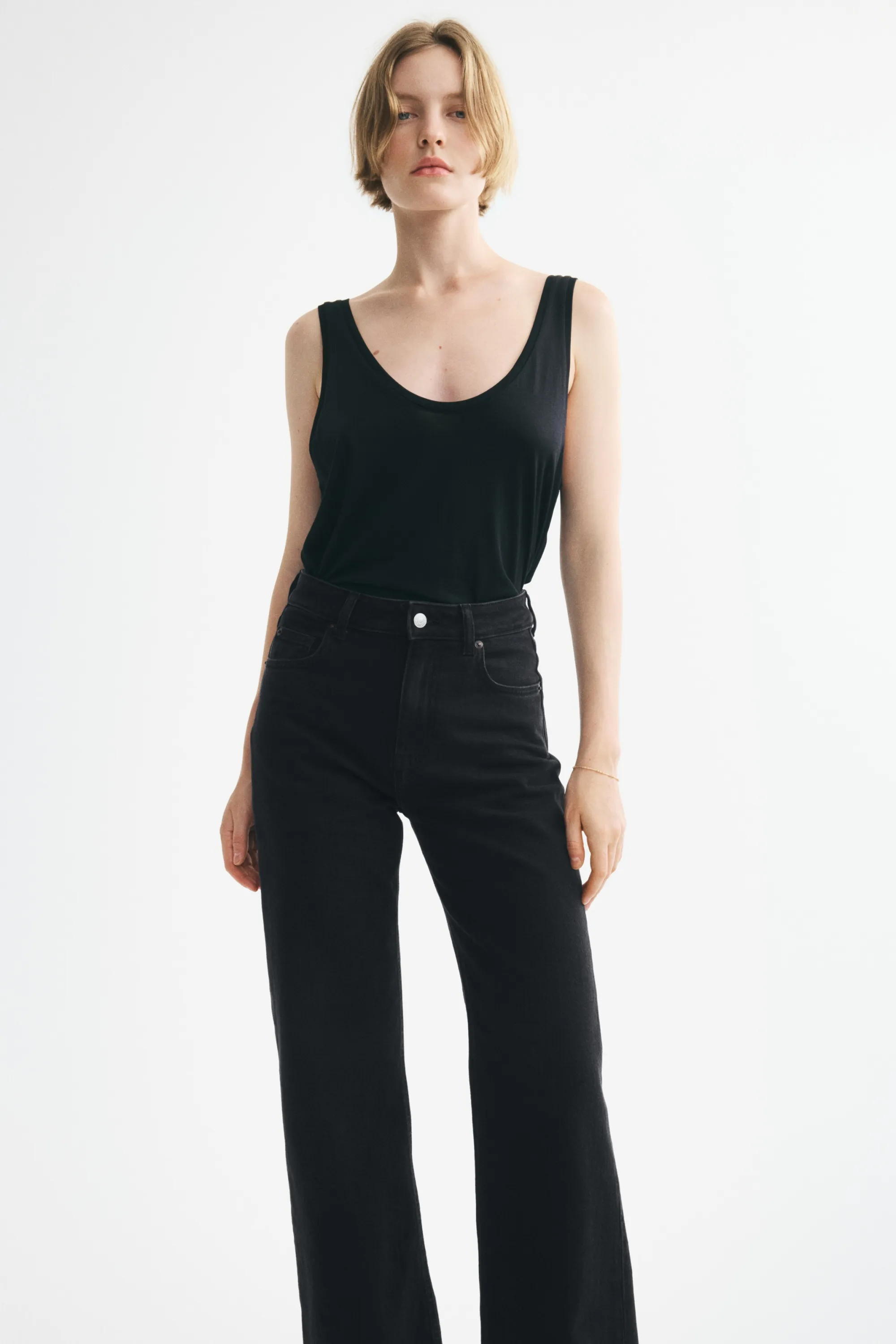 Wide High Waist Jeans - Noir