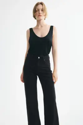 Wide High Waist Jeans - Noir — photo 1