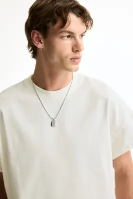 T-shirt Oversized Fit en coton - Crème — photo 1