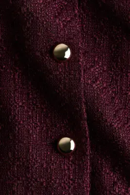 Robe à boutons en tissu bouclette - Bordeaux — photo 4