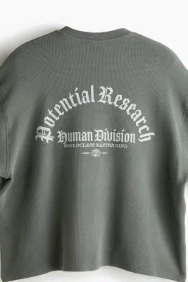 T-shirt Oversized Fit à manches superposées - Gris foncé/Human Division — photo 1