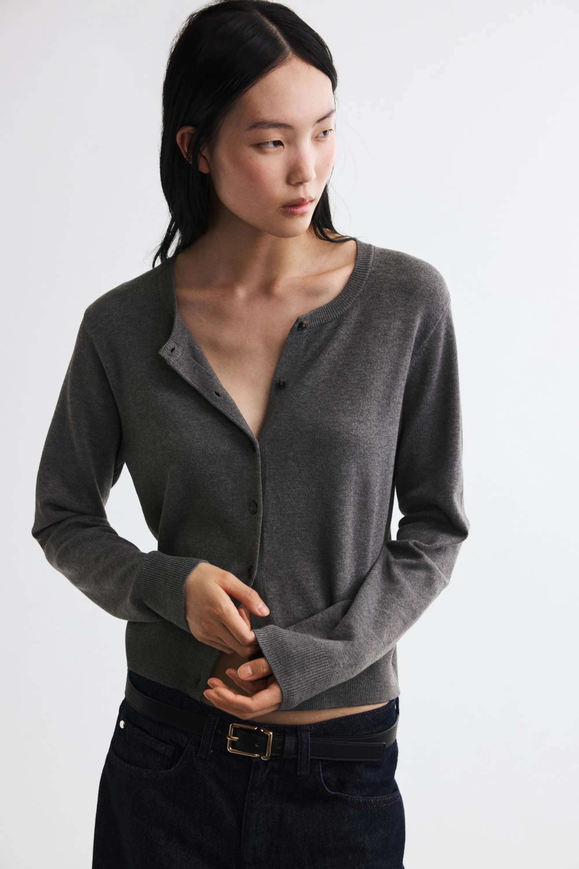 Gilet en maille fine - Gris foncé chiné