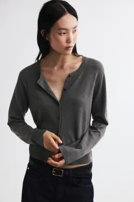 Gilet en maille fine - Gris foncé chiné — photo 1