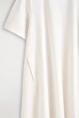 ROBE MIDI EN COTON À OURLET BRUT - BLANC — photo 5