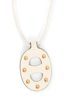 Collier pendentif chaîne d'ancre petit modèle en cuir et studs Prix boutique 500€ — photo 2