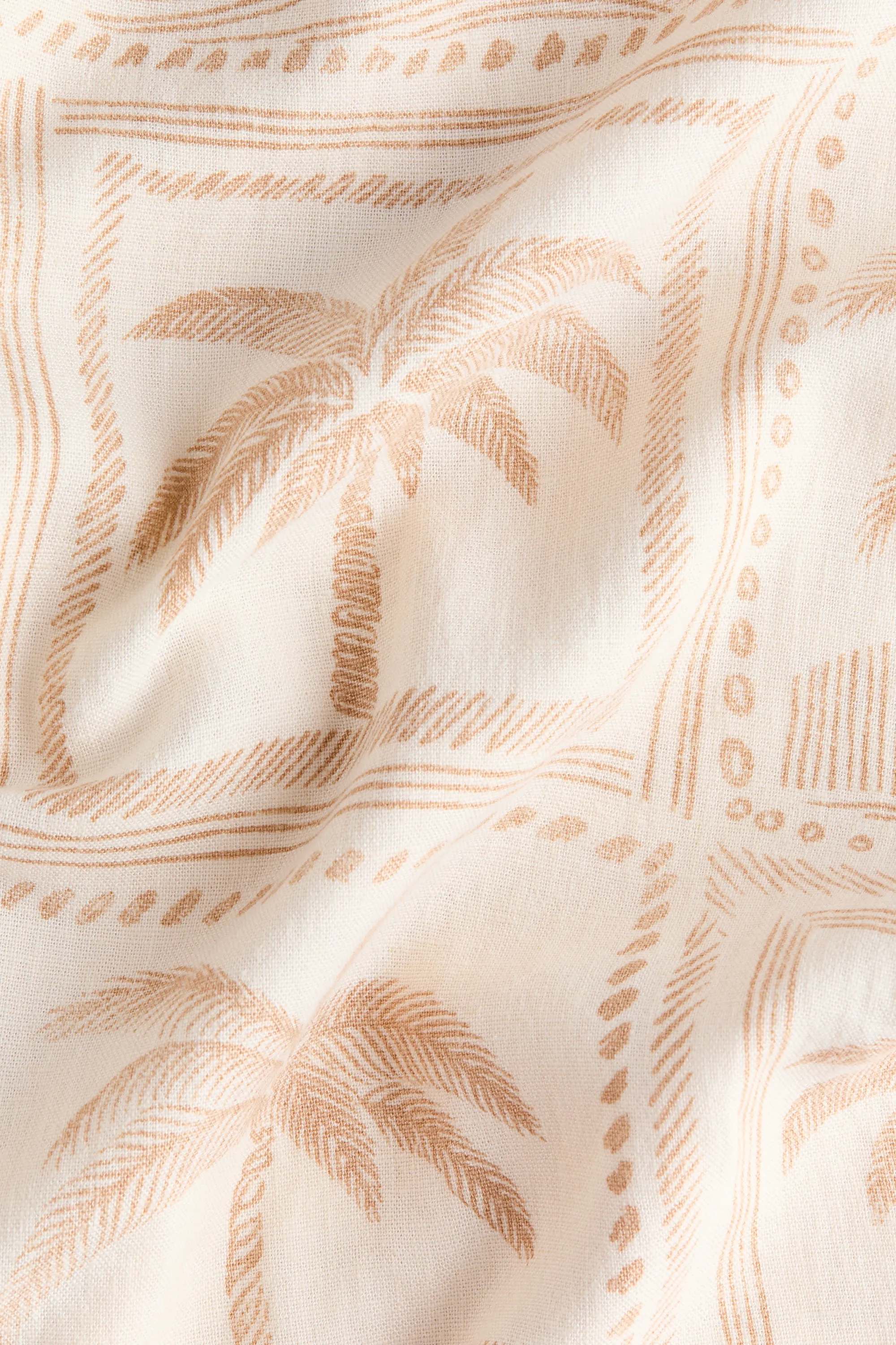 Pantalon à cordon en lin mélangé - Beige clair/palmiers