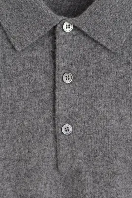 PULL EN CACHEMIRE À COL POLO - GRIS CHINÉ — photo 5