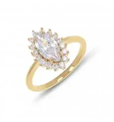 Bague marquise plaque or 14413-cz-56