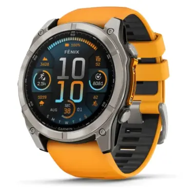 Garmin Fenix 8 Amoled 51mm Verre Sapphire lunette titane bracelet orange/graphite 010-02905-11 — photo 1
