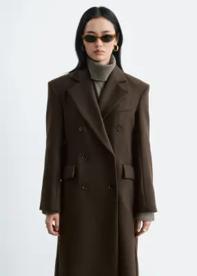 Long Wool Coat - Taupe foncé — photo 3
