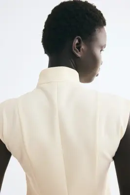 Robe portefeuille avec jupe évasée - Crème — photo 2