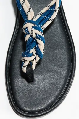 Sandales avec détails noués - Bleu/crème — photo 3