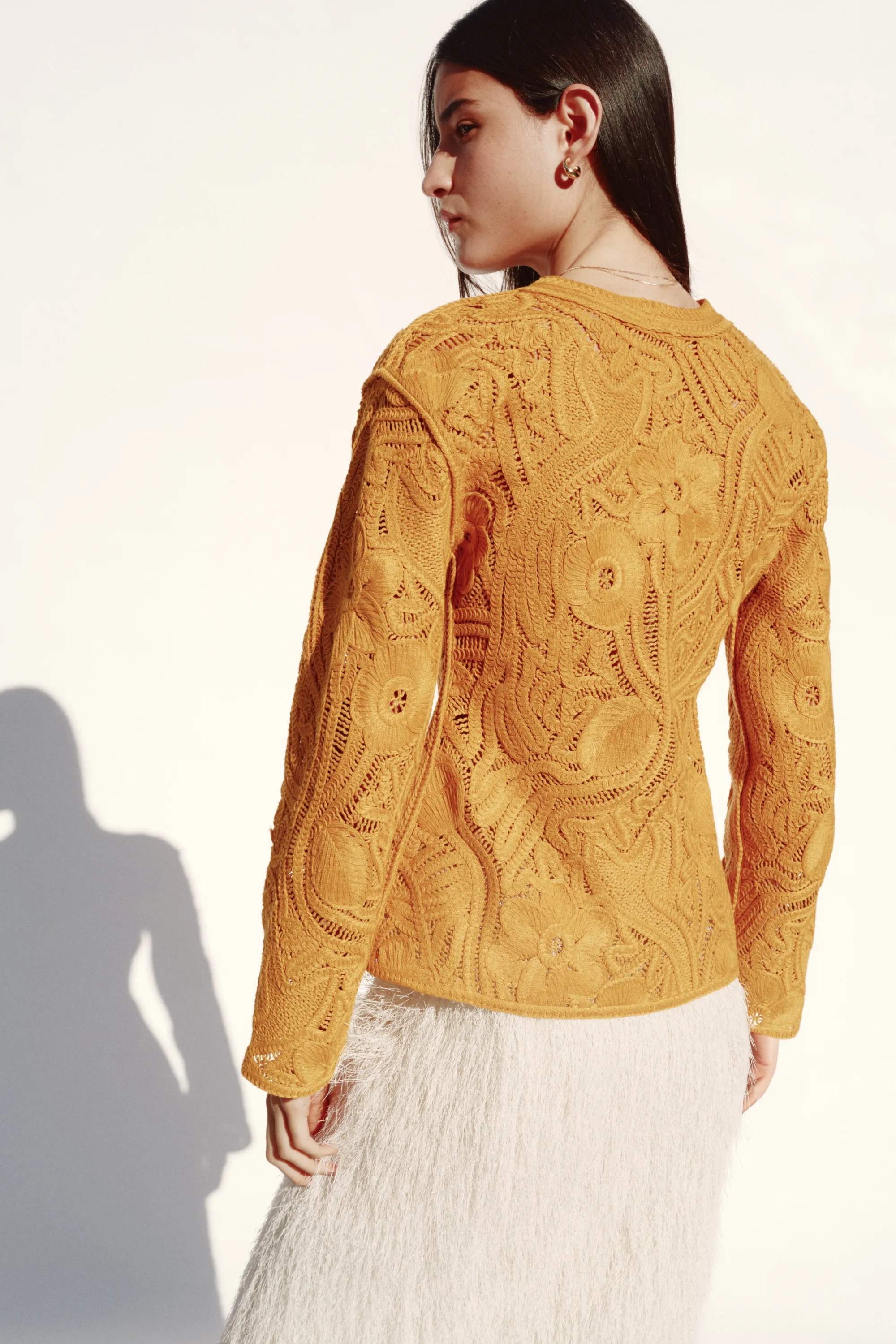 Gilet façon crochet - Jaune foncé