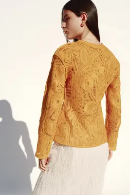 Gilet façon crochet - Jaune foncé — photo 1