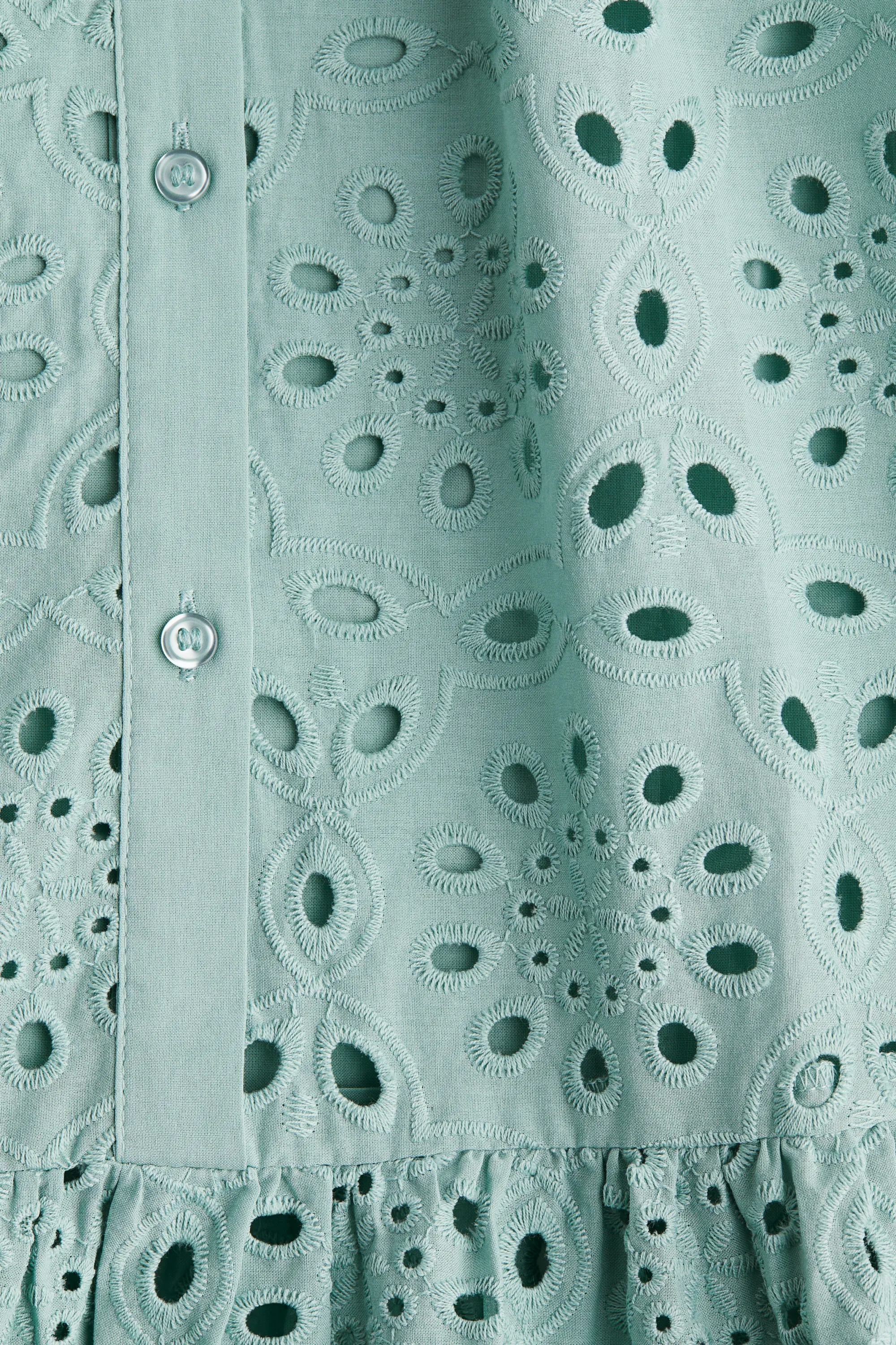 Robe avec broderie anglaise - Turquoise clair