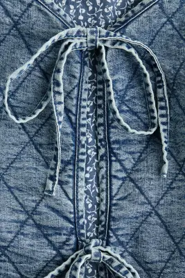 Veste réversible en denim - Bleu denim/fleuri — photo 4