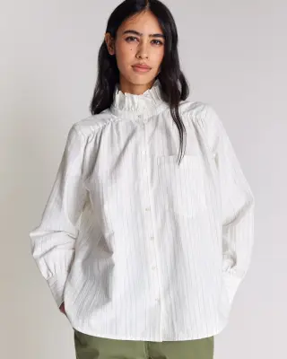 Chemise Leonor rayures vert et écru — photo 1