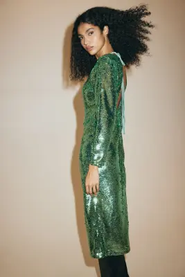 Robe à sequins avec dos ouvert - Vert émeraude — photo 3