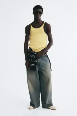 Débardeur Slim Fit en coton - Jaune — photo 2