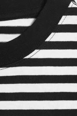 T-shirt ample à manches longues - Rayé Blanc/Noir — photo 3
