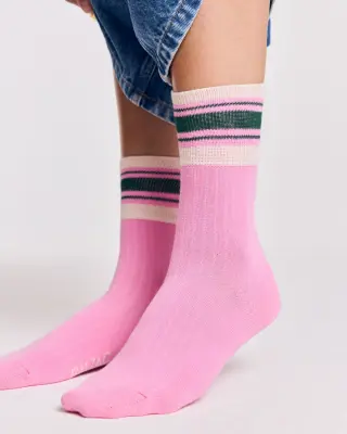 Chaussettes Haka rose et écru — photo 2