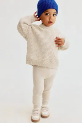 Ensemble 2 pièces en maille de coton - Beige clair — photo 1