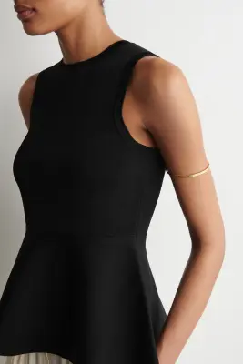 TOP PÉPLUM EN MAILLE - NOIR — photo 3