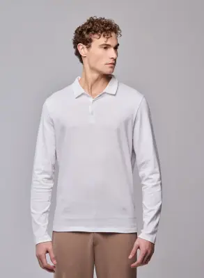 Polo Blanc Polo Manches Longues en Coton organique