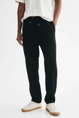 Pantalon jogger Regular Fit en interlock - Noir — photo 2