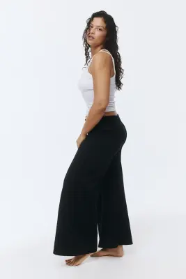 Pantalon évasé en jersey - Noir — photo 2