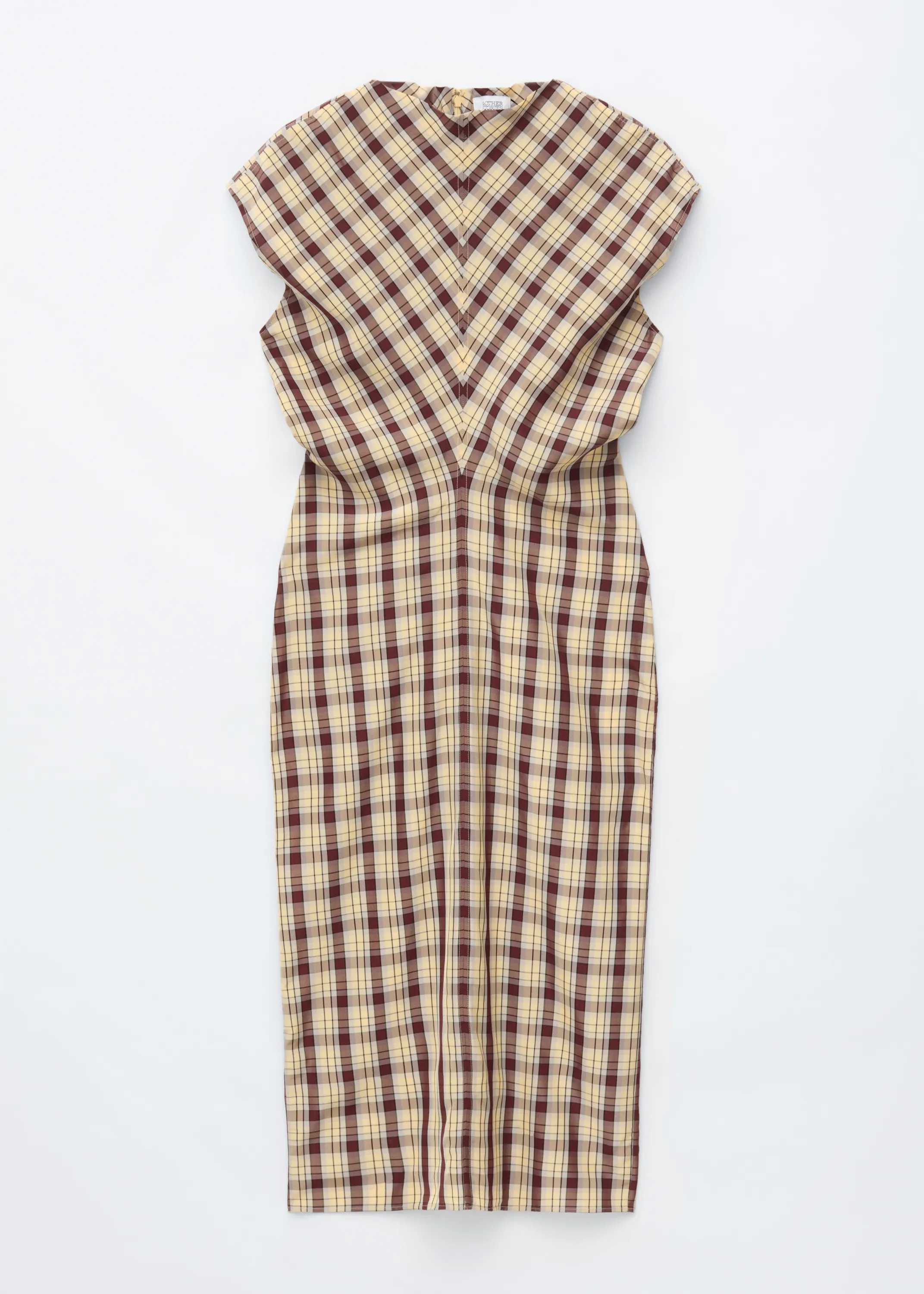 Robe midi à mancherons - Rouge foncé/Jaune