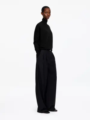 Pull col roulé en laine mérinos - Noir — photo 1