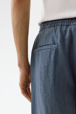 Loose Fit Linen trousers - Bleu ancien — photo 3