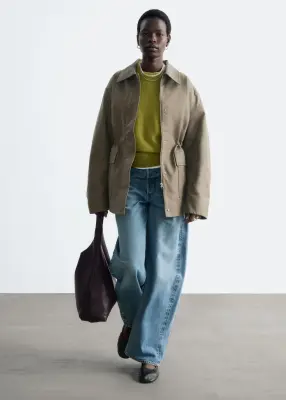 Veste utilitaire oversize à cordon de serrage - Vert kaki — photo 2