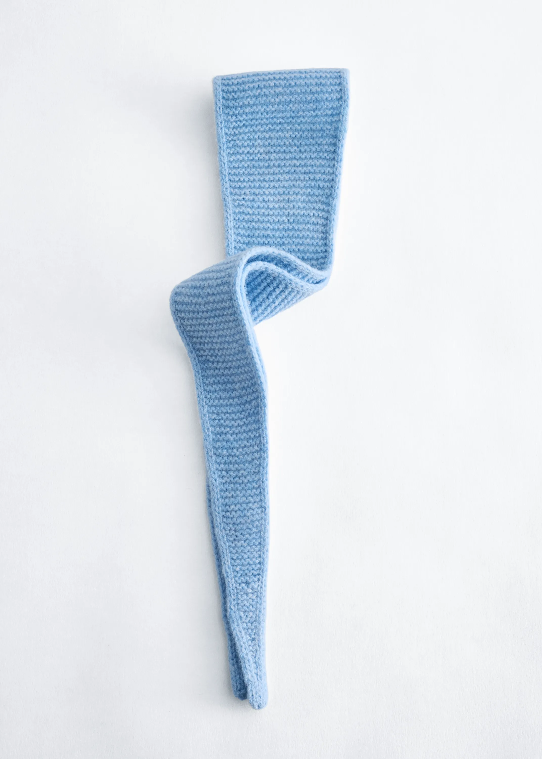 Écharpe en laine à point mousse - Bleu clair