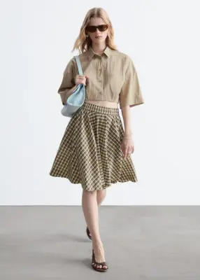 Chemise courte à ourlet plissé - Beige — photo 1