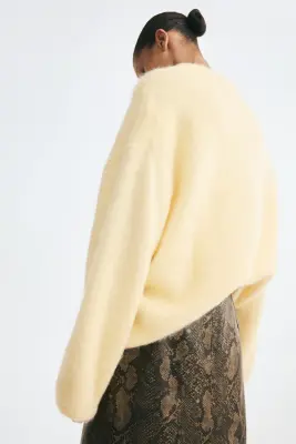 Pull oversize en mohair mélangé - Jaune clair — photo 3