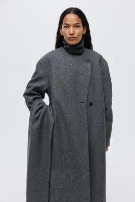 Manteau à écharpe - Gris foncé chiné — photo 2