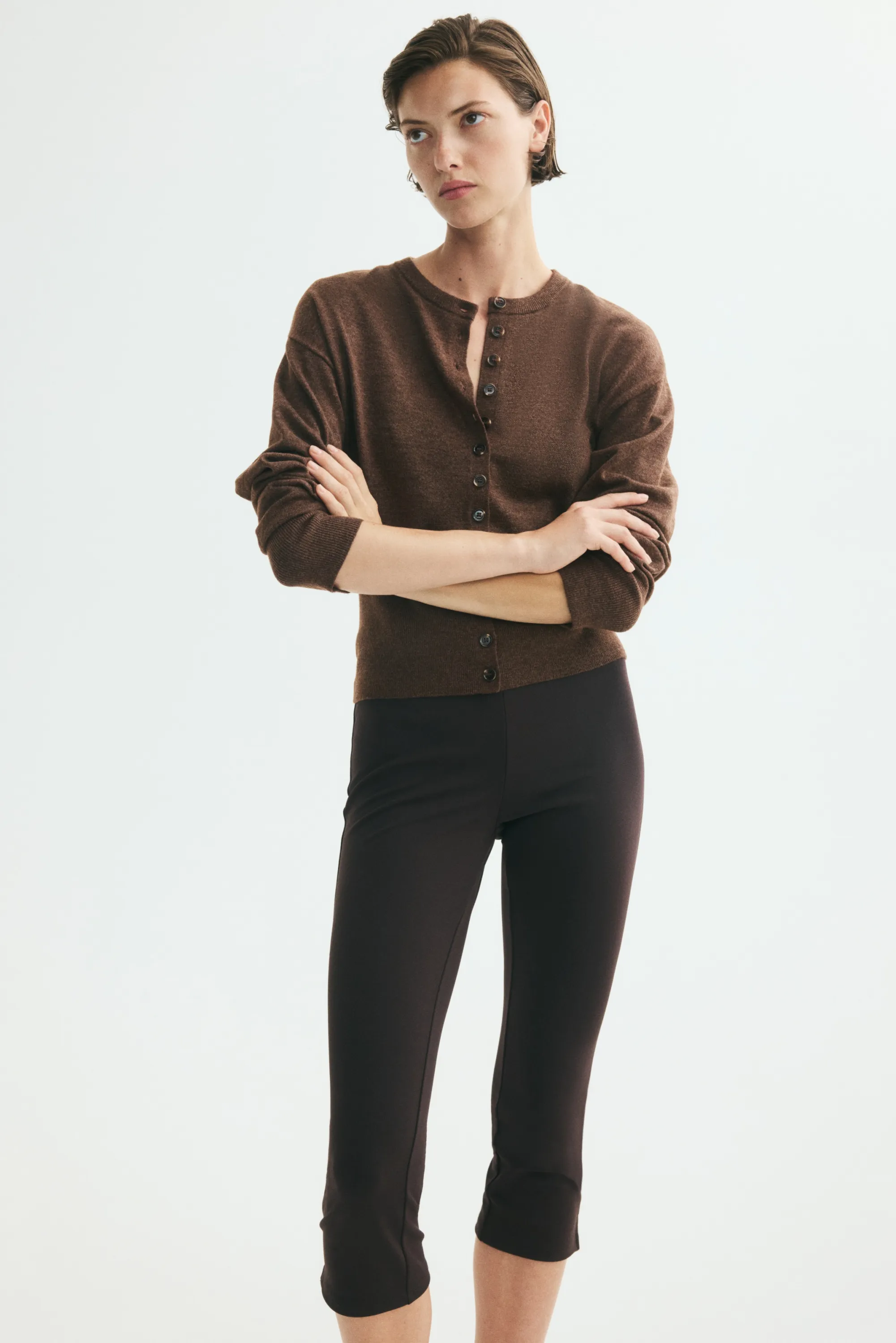 Gilet en maille fine - Marron chiné