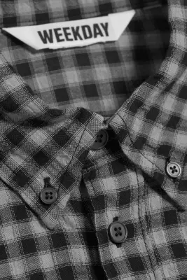 Chemise Structurée Boutonnée À Manches Longues - Noir/Gris à carreaux — photo 4
