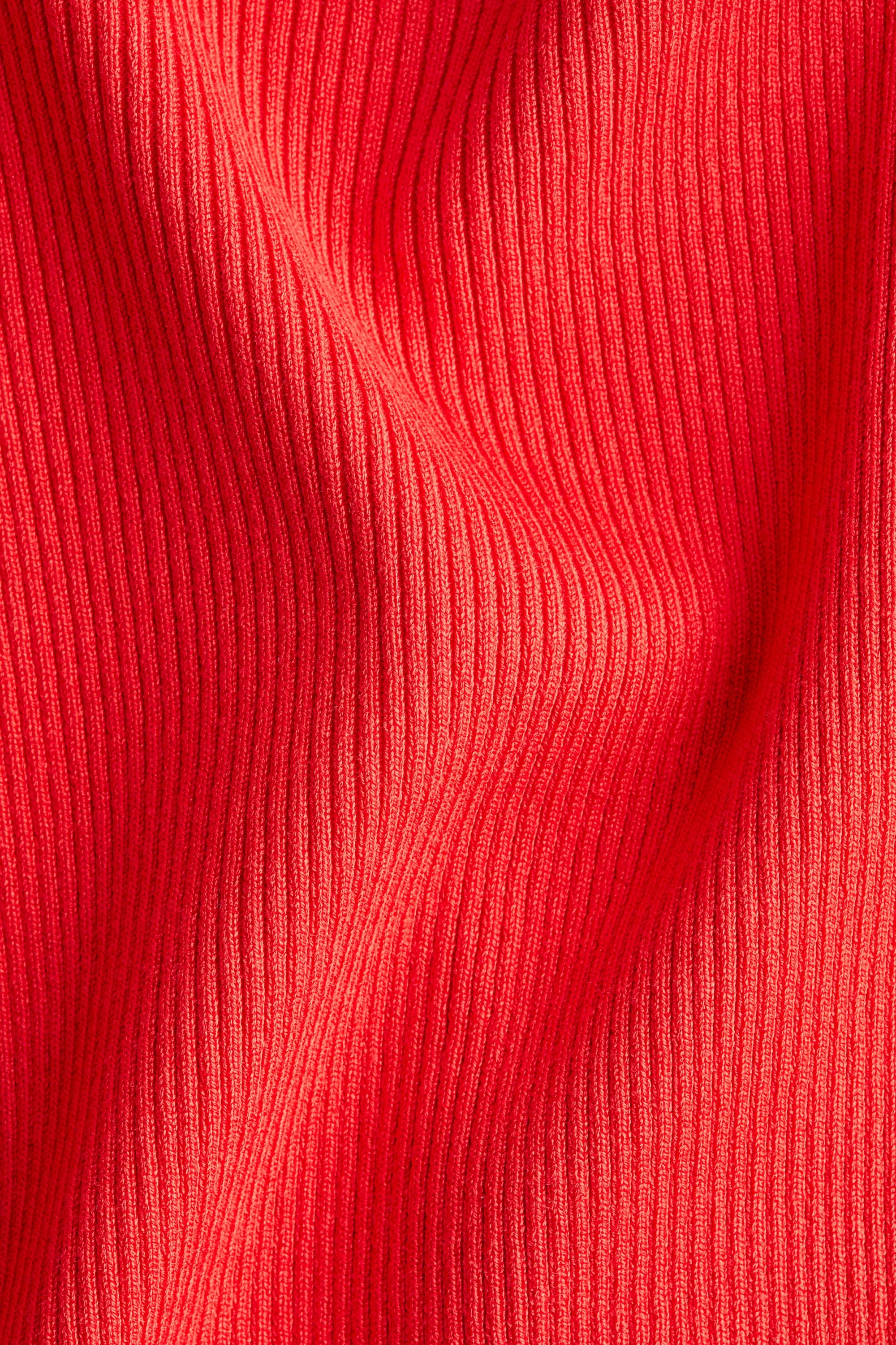 Top épaules nues en maille côtelée - Rouge vif