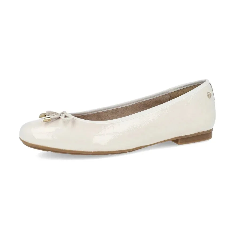 Ballerines Tamaris 8-52102-42 Blanc Cassé - Cuir Élastique Cérémonie Grande Pointure Femme