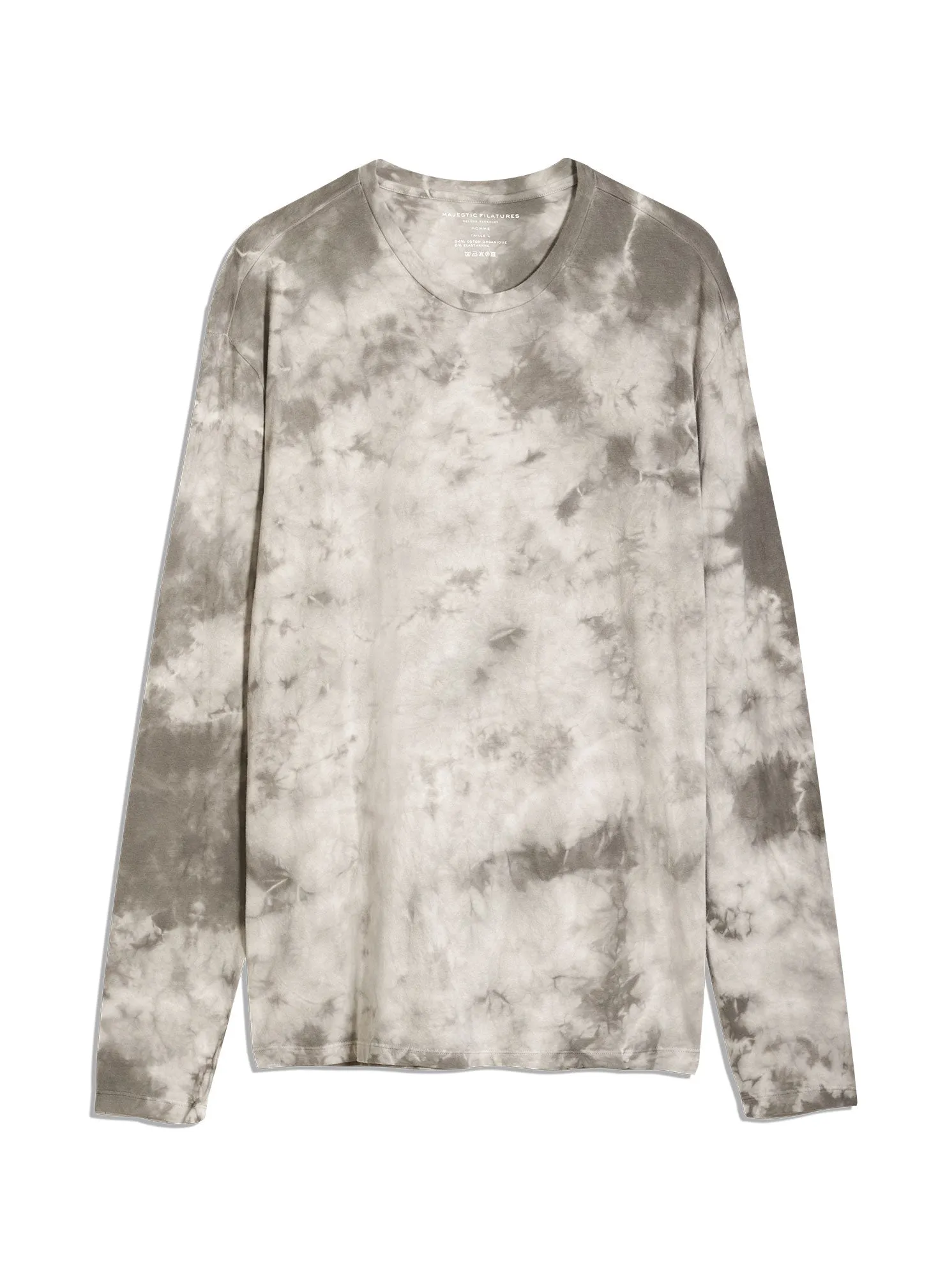 T-shirt Gris Manches Longues Col Rond en Coton organique / Elasthanne