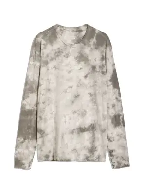 T-shirt Gris Manches Longues Col Rond en Coton organique / Elasthanne