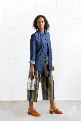 Surchemise unisexe Dengri jean foncé – Mamamushi Studio — photo 5